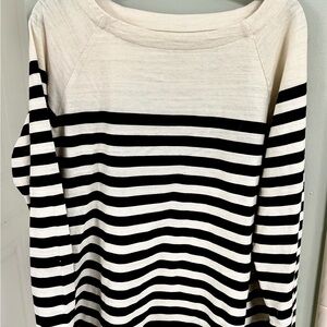 LOFT Striped Long Sleeve Tee in Black and Cream